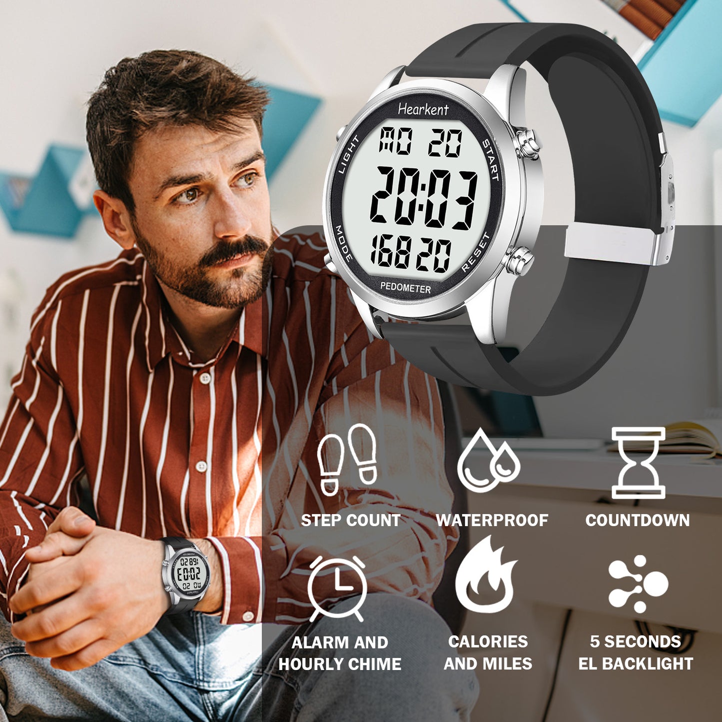 Hearkent Waterproof Pedometer Watch 2306P