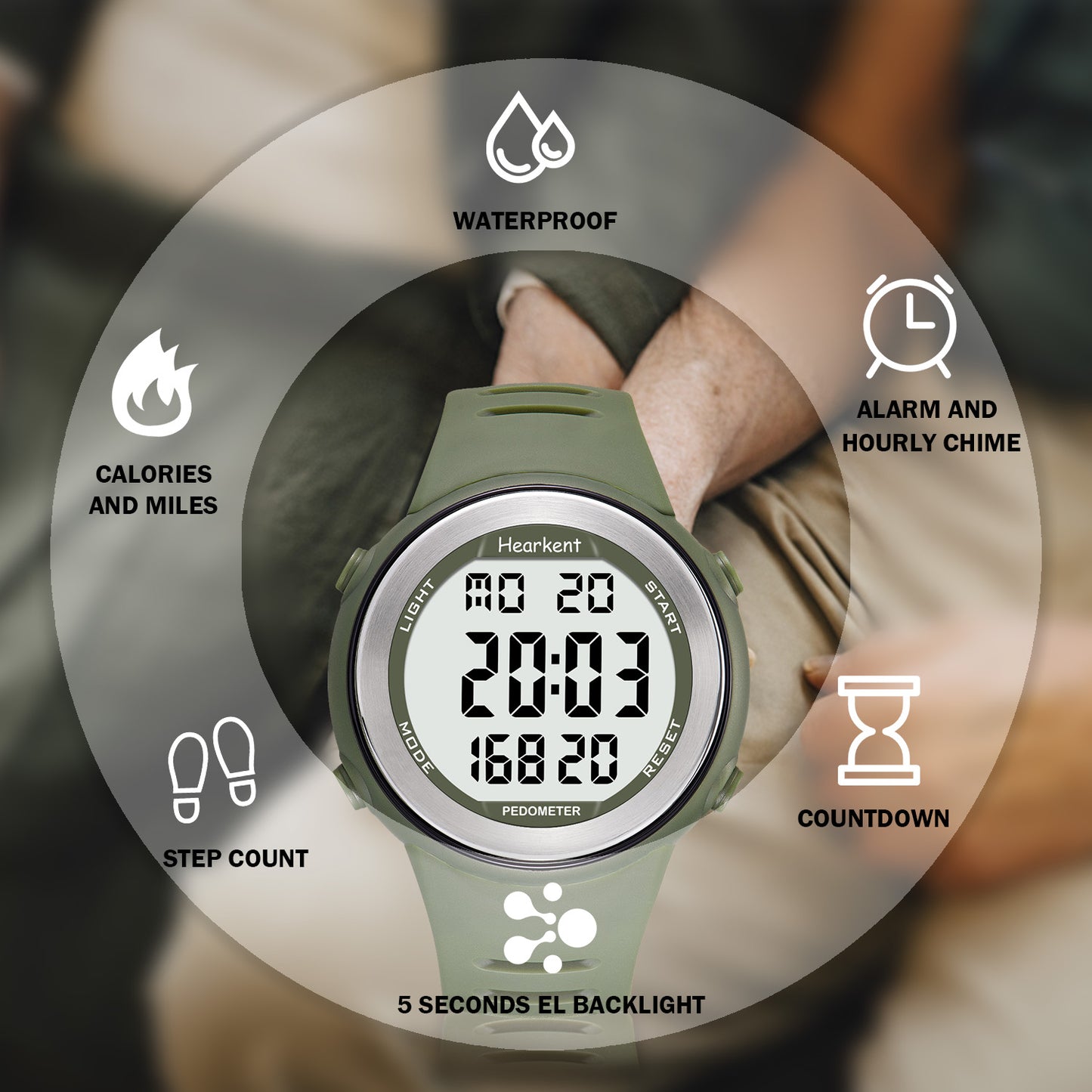 Hearkent Waterproof Pedometer Watch 2308