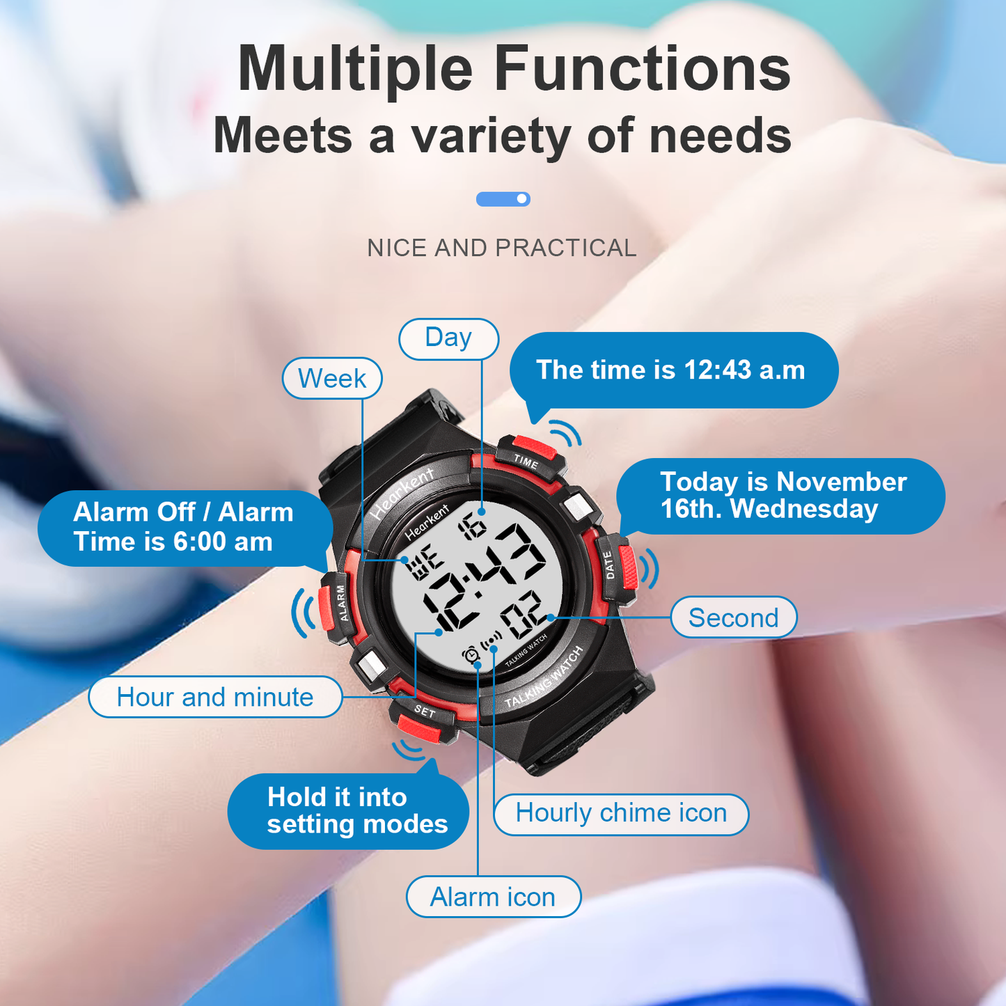 Hearkent Kids' Atomic Digital Talking Watch 2311