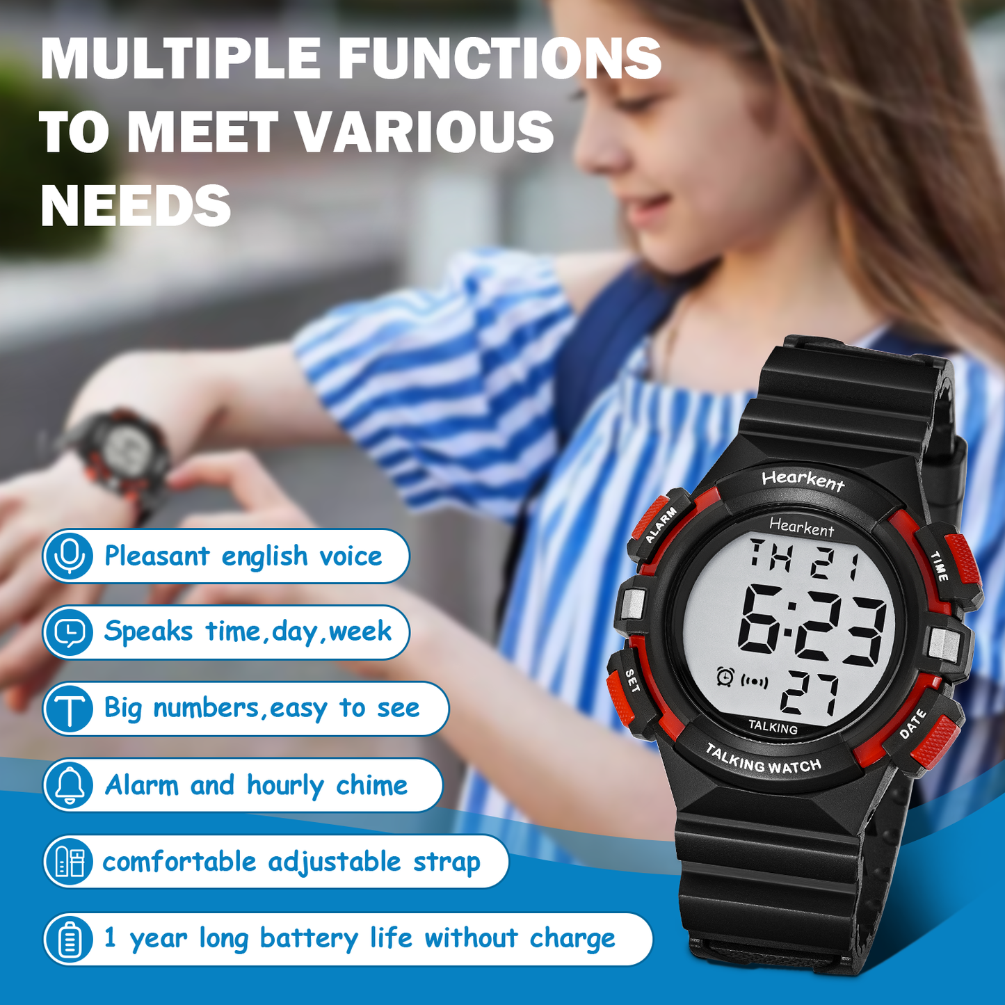 Hearkent Kids' Atomic Digital Talking Watch 2311