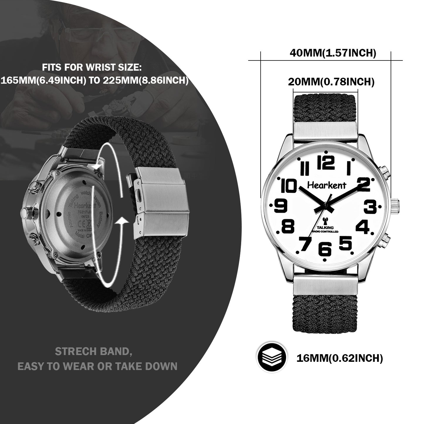 Hearkent Men's Atomic Analog Talking Watch 2309M