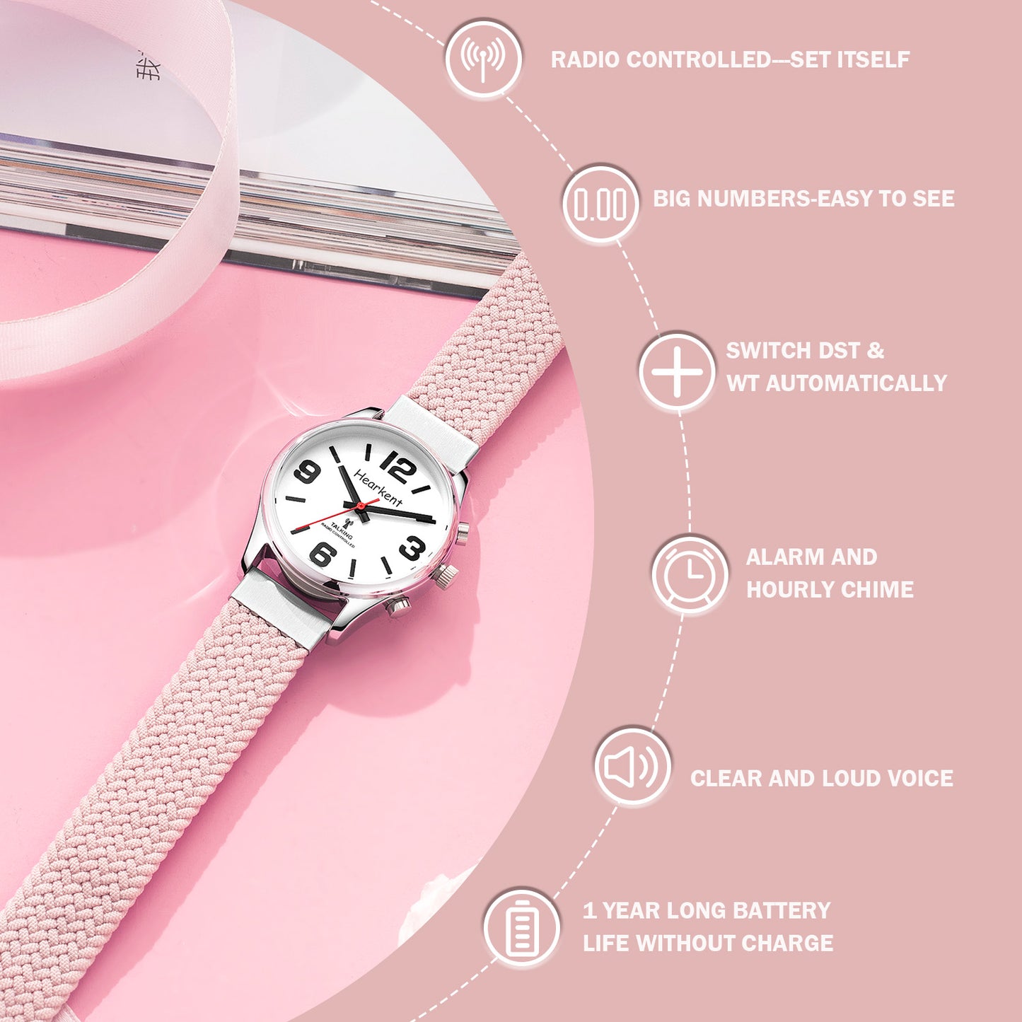 Hearkent Ladies' Atomic Analog Talking Watch 2309L