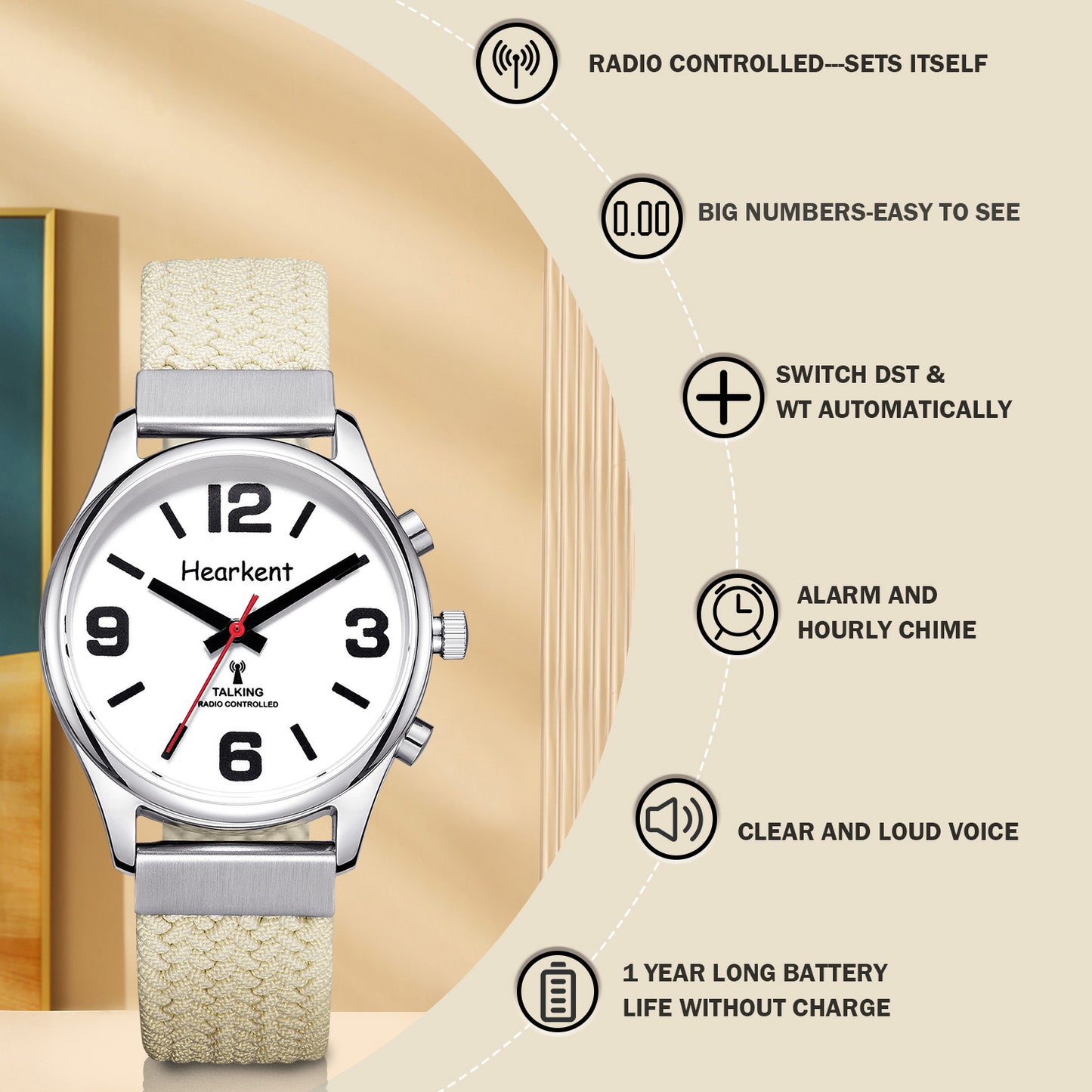 Hearkent Ladies' Atomic Analog Talking Watch 2309L