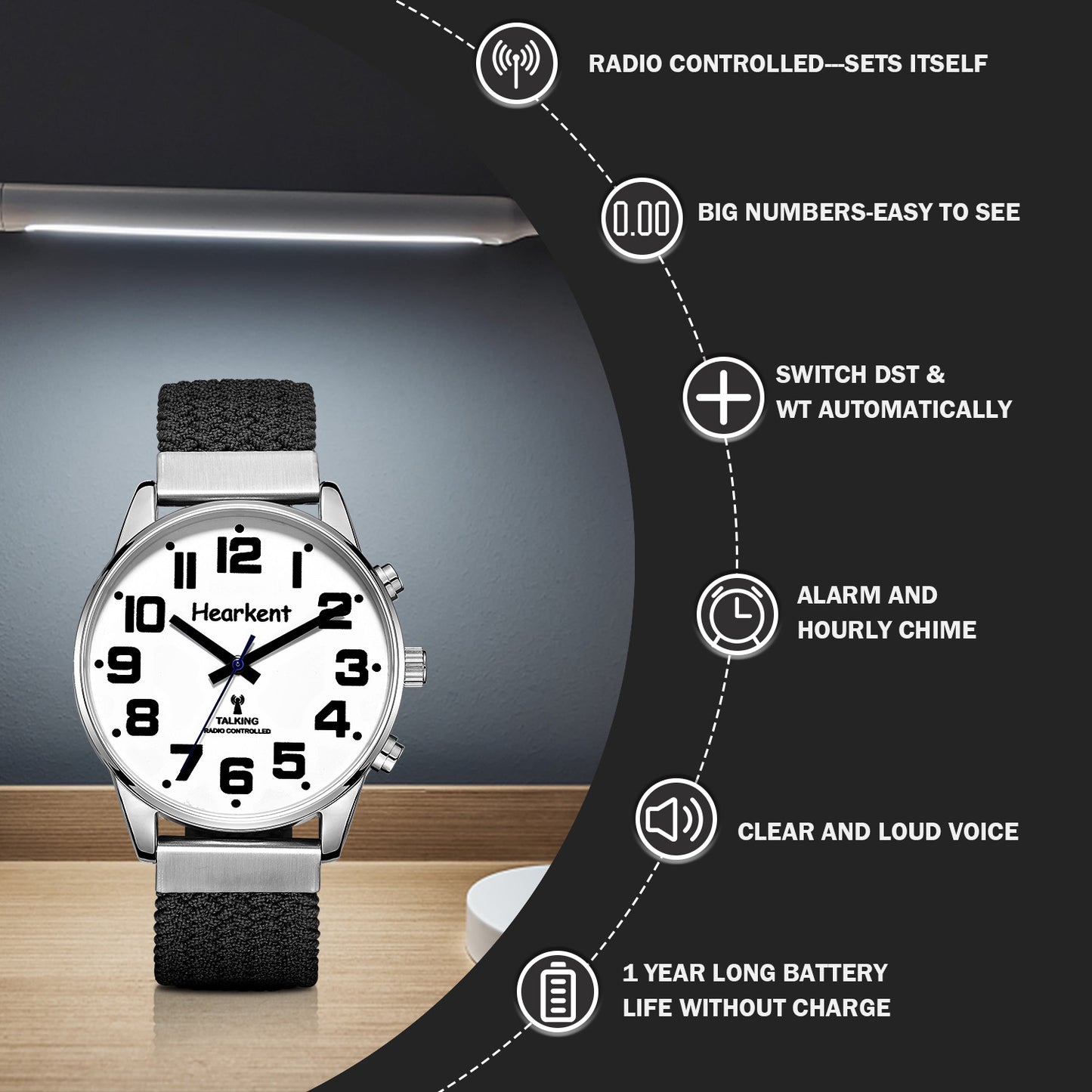 Hearkent Men's Atomic Analog Talking Watch 2309M