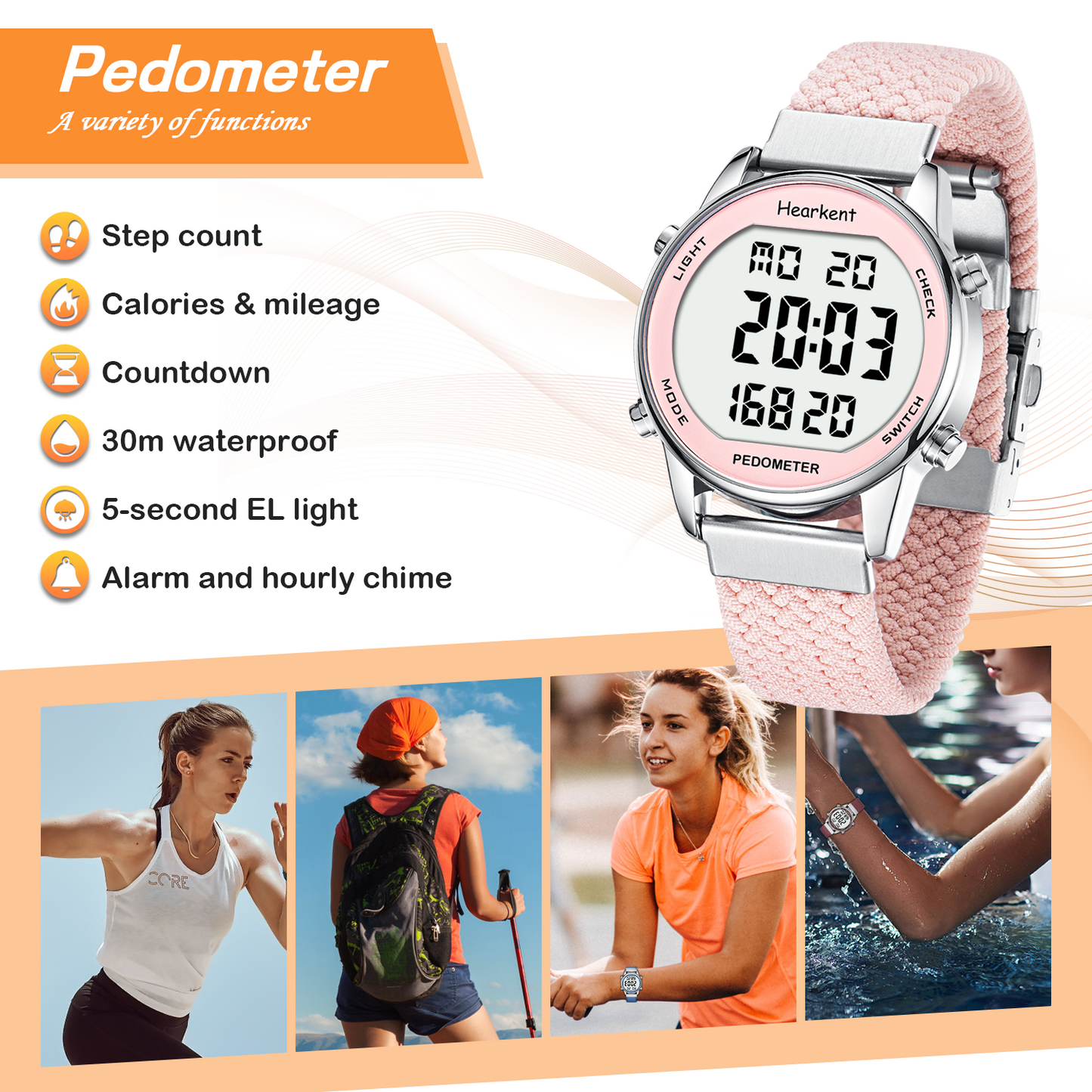 Hearkent Waterproof Pedometer Watch 2401