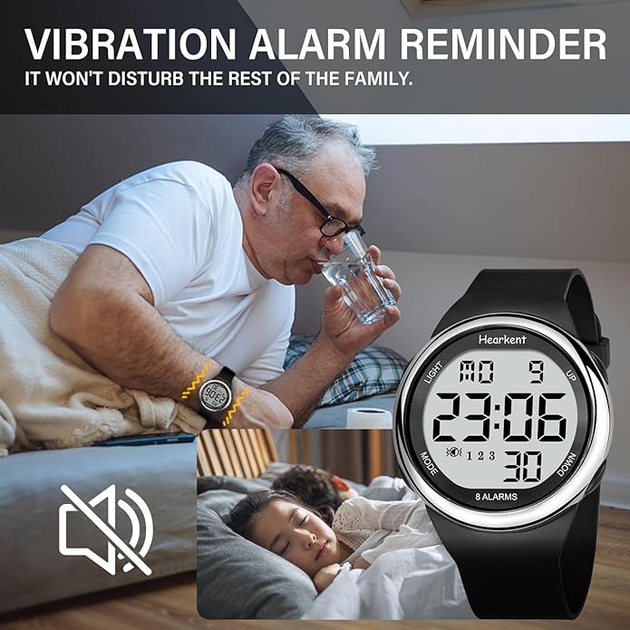 Hearkent Atomic Watch with Vibrating 8 Alarms 2105-8AL