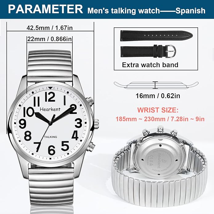 Hearkent Men's Spanish Analog Talking Watch 2211M