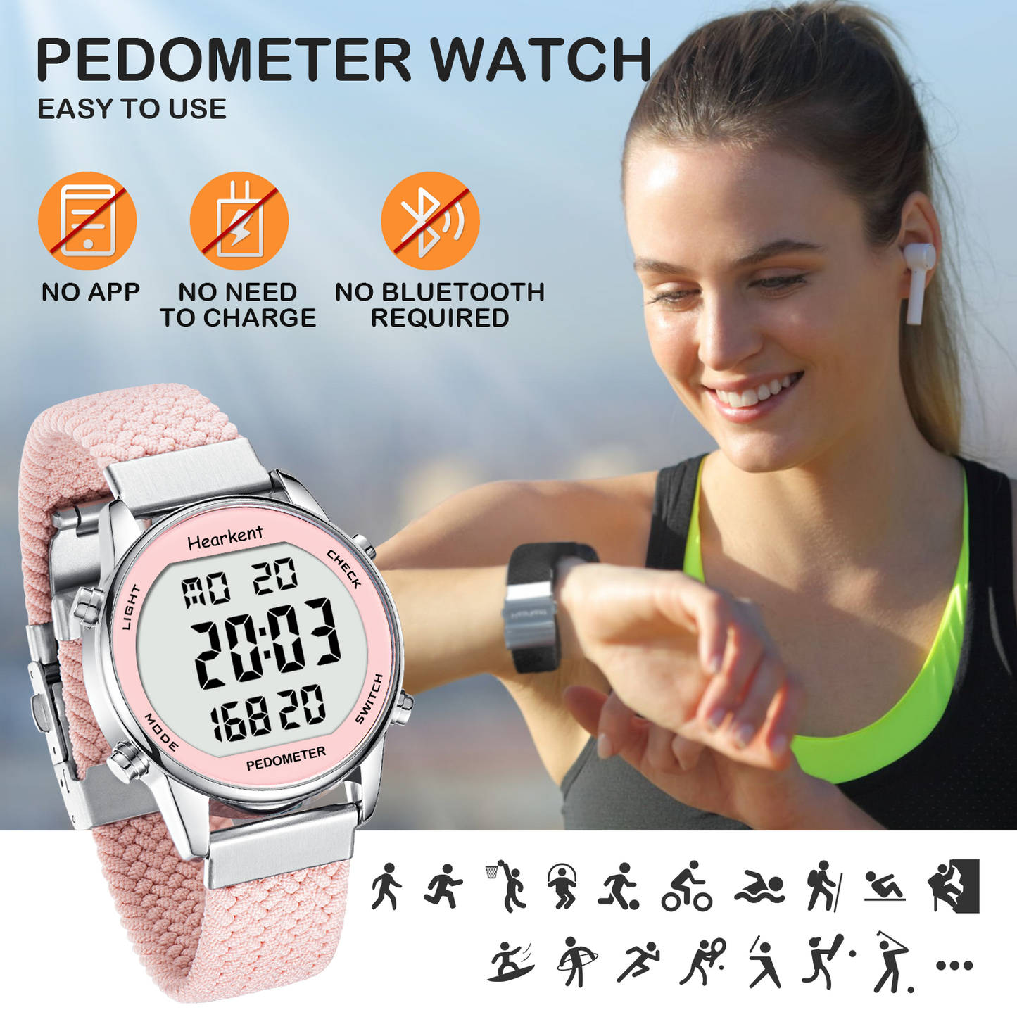 Hearkent Waterproof Pedometer Watch 2401