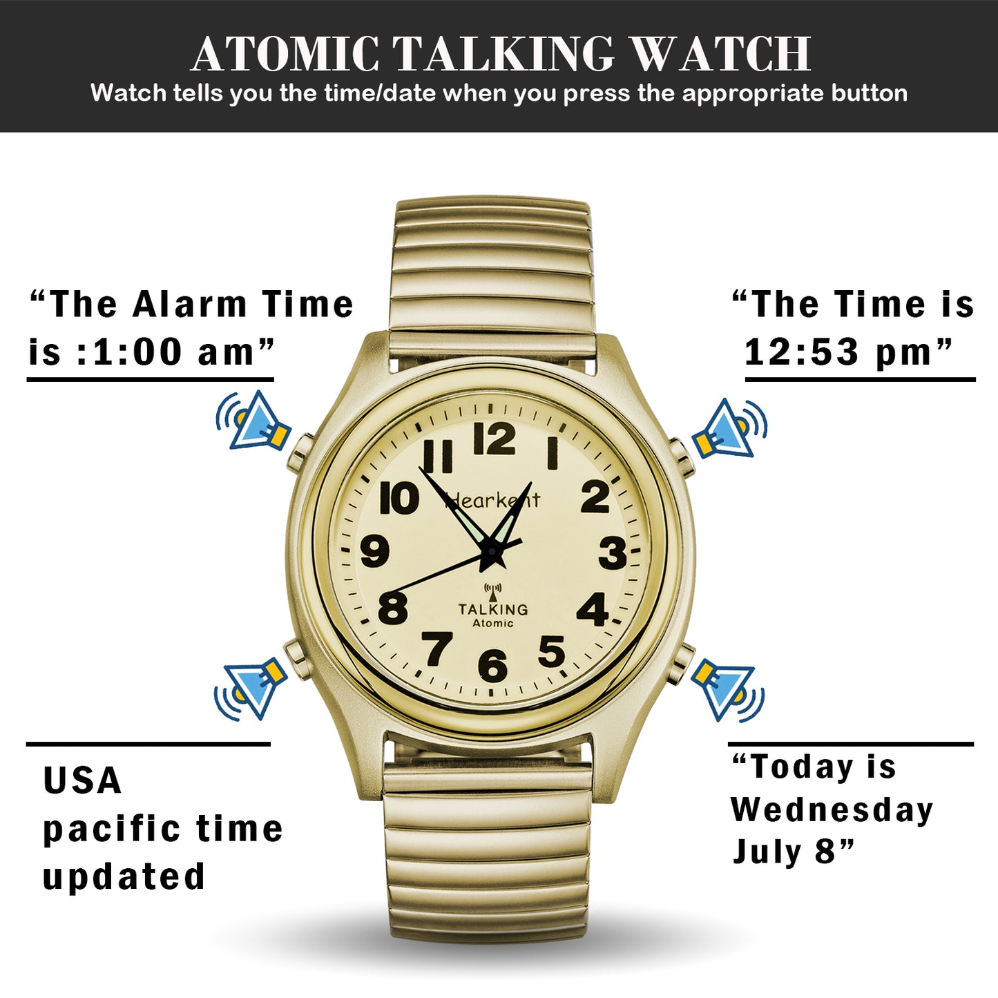 Hearkent Men's Atomic Analog Talking Watch 901M