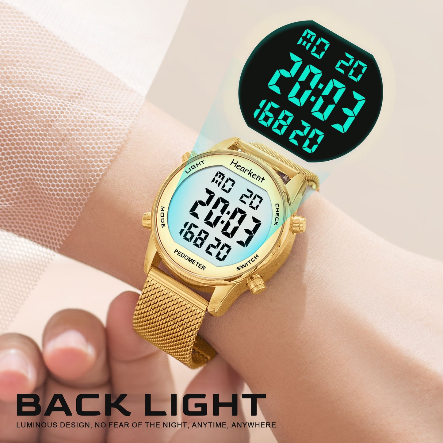Hearkent Waterproof Pedometer Watch 2401-Steel Tape