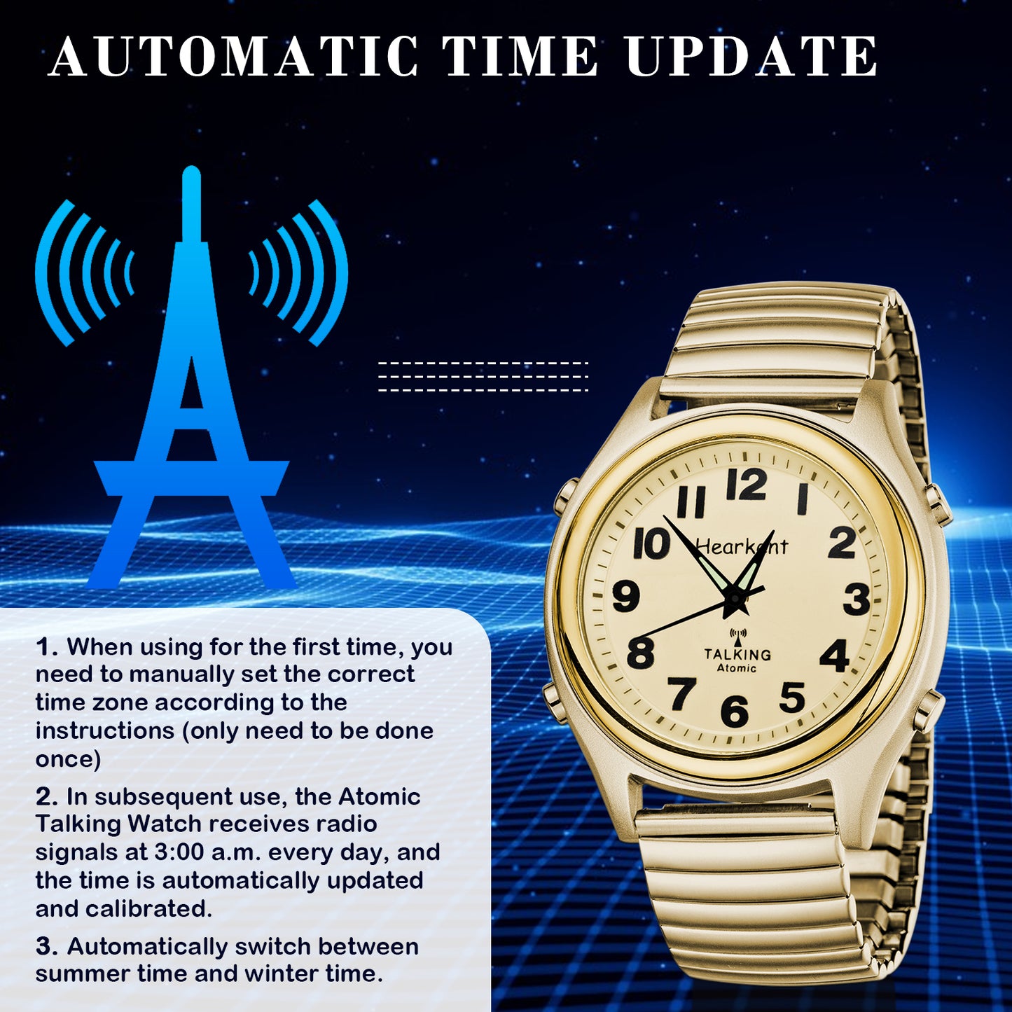 Hearkent Men's Atomic Analog Talking Watch 901M