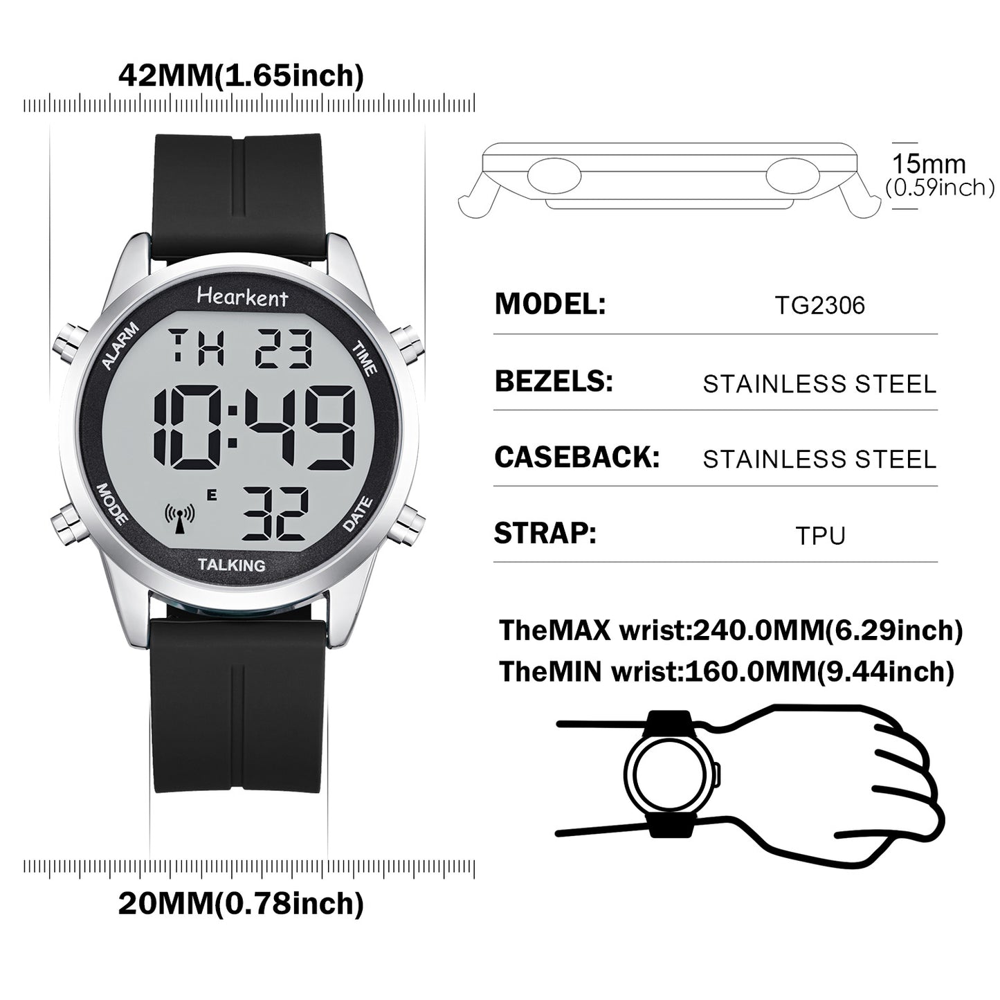 Hearkent Atomic Digital Talking Watch 2306T