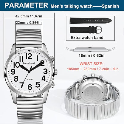 Hearkent Men's Spanish Analog Talking Watch 2211M